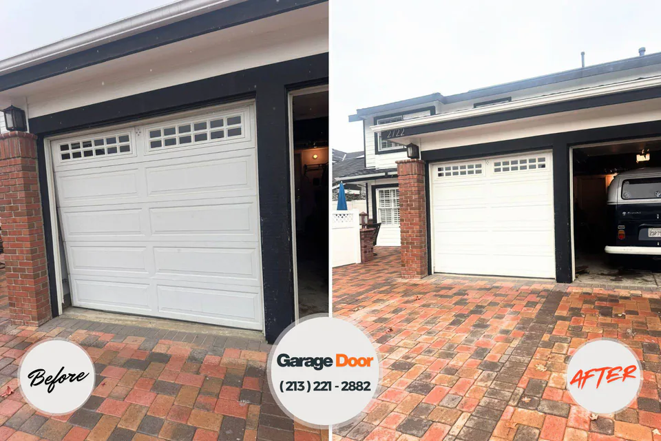 Before and after: garage door repair Martindale, TX